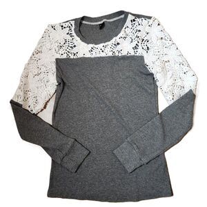 Shein Long Sleeve Lace Top Women’s Small Gray